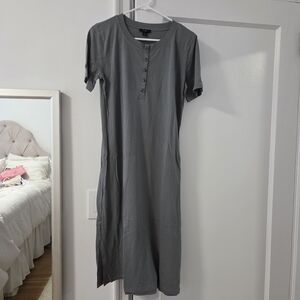 NWOT J. Crew Sage Green Button-Front Midi Tshirt Dress